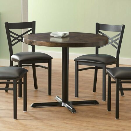 LANCASTER TABLE & SEATING LT 36 Round Standard Height Recycled Wood Table - Espresso Finish, Cast Iron Base 349D36RDESXB